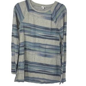 SONOMA BLUE & GRAY WAFFLE KNIT LIGHTWEIGHT LONG SLEEVE TUNIC STYLE TOP SMALL
